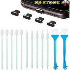 Metal Dust Plugs Phone Charger Covers Cleaning Kit 16 Pieces iPhone Android New