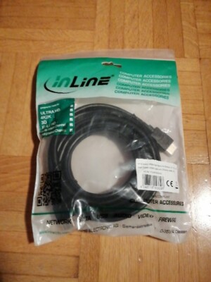 17005P InLine HDMI-High Speed Kabel mit Ethernet ST  schwarz gold 5m 