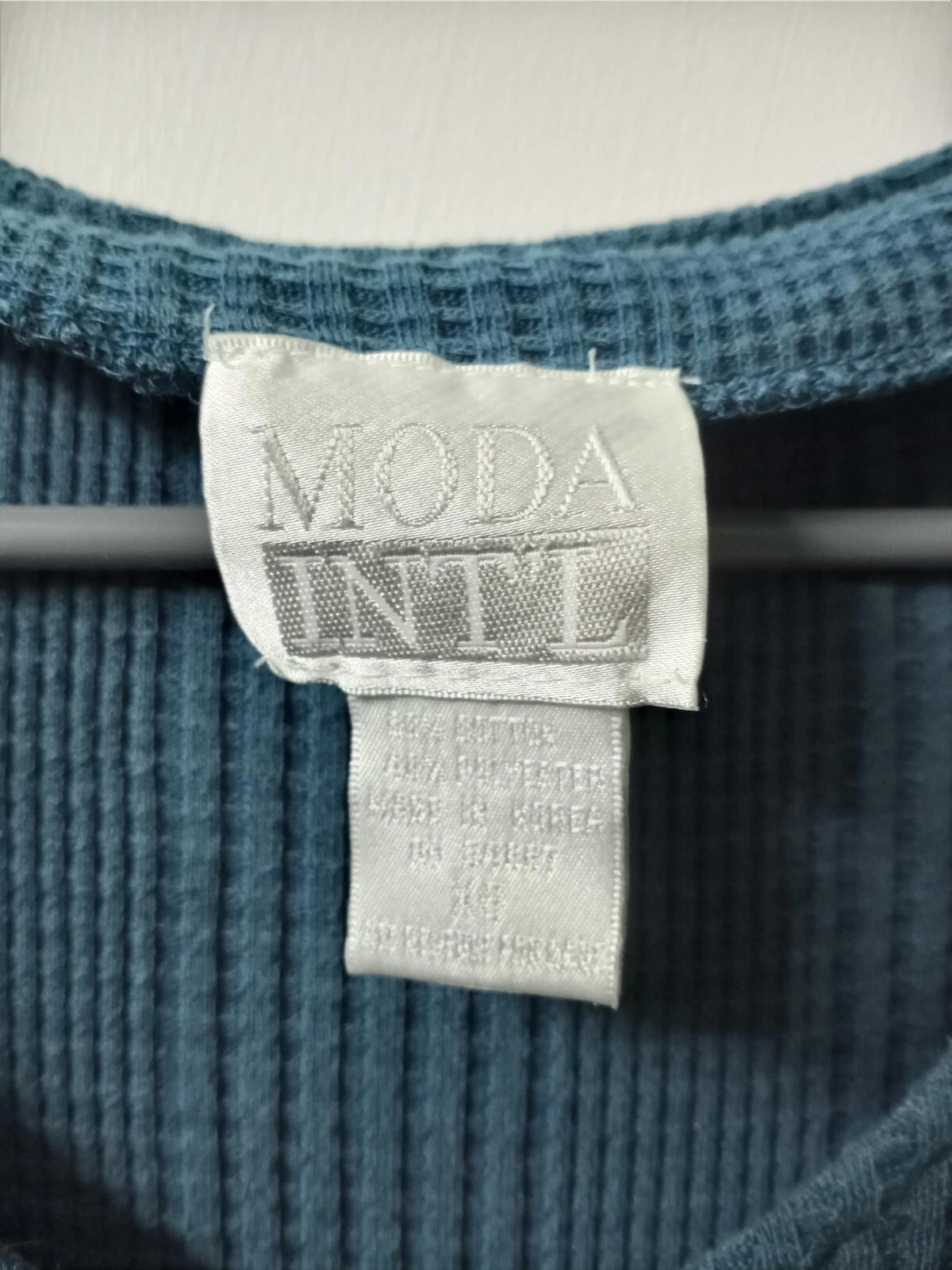 UNDERCOVER Abito lungo Victorias Secret MODA INTL tessuto waffle con bottoni XS TEAL VINTAGE