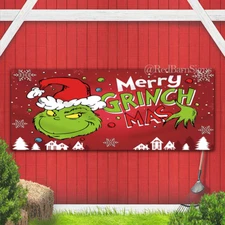 Merry Grinch Mas Indoor Outdoor banner sign