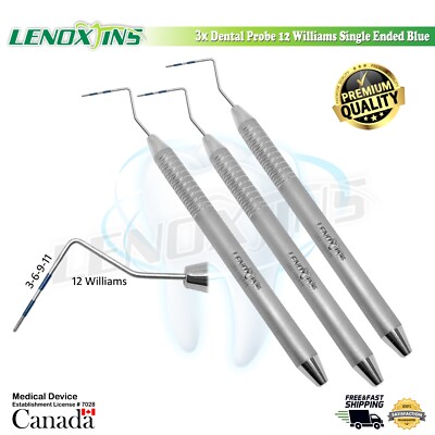 3X Dental Perio Probe Williams, Hollow Handle, Quality Dental Instruments, CE