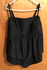NWT: Cacique Tankini Swim Top Size 26 Black Adjustable Straps Lightly Padded Bra