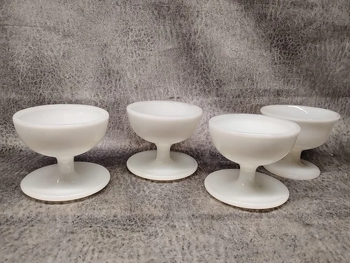 4 Vintage  Milk Glass Sherbet Cups (3 Matching)