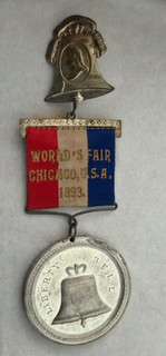 1893 World's Columbian Exposition Liberty Bell and Columbus Hanging Medal