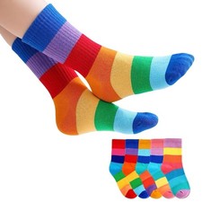 10 Pairs Kids Boys Girls Rainbow Cotton School Students Middle Tube Crew Socks