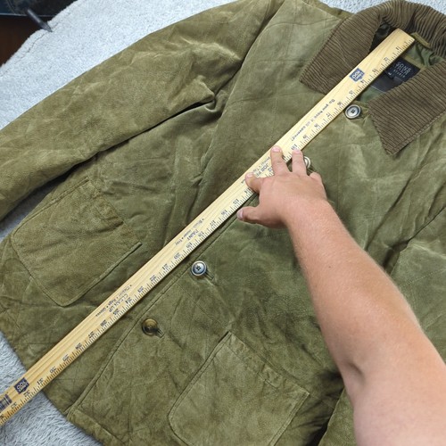 Vintage Wilson Pelle Jacket Mens M Green Quilted Suede Smokers Army Corduroy - Picture 6 of 16