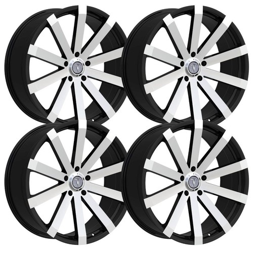 Velocity 24 Inch Rim (Set-4) Velocity VW12 24x9.5 6X139.7 25mm Black Machined Wheels Rims 24 ...