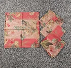 Set of 4 Vintage Square Cotton Table Napkins Red Victorian Floral