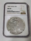 1987 $1 American Silver Eagle Dollar NGC MS69