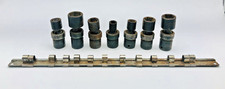 Snap-On 3/8" Drive Flank Swivel Socket SAE Set 7pc 6-Point IPF + Rail Black Vtg