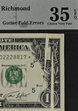 STAR PMG35 EPQ MULTIPLE GUTTER GOLD ERROR ON A STAR NOTE 8817*