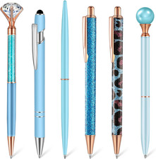 6 Pcs Ballpoint Pens Set Metal Crystal Diamond Pen for Journaling Glitter Pretty