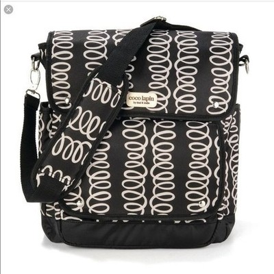 Timi & Leslie Mackenzie Black & White Abstract 2-In-1 Diaper Bag W/ Accessories