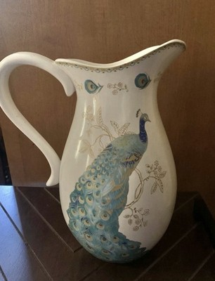 222 Fifth PTS International Peacock Garden Pitcher