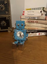 Retro Vintage Teal Tokyo Bay Articulated Metal Robot Alarm Clock
