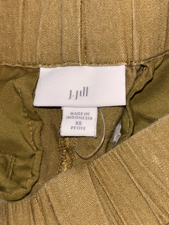 J. Jill Olive Green Linen Blend Cropped Capri Wide Leg Pants Size XS Petite - Image 4 of 4