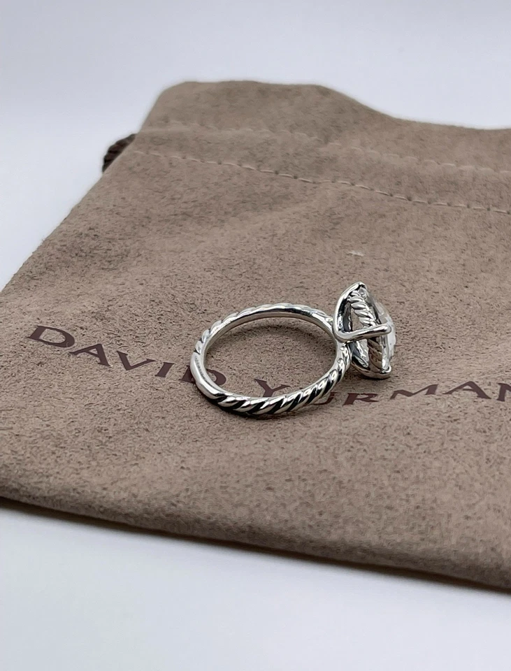 Anillo Clásico David Yurman Plata de Ley 925 Topacio Blanco Talla 7 Foto 3 de 4