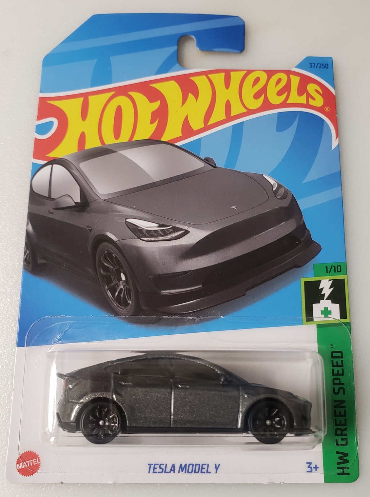 2023 Hot Wheels Gray Tesla Model Y 37/250 HW Green Speed 1/10