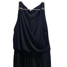 White House Black Market Black Straight Leg Wrap Top Stretch Jumpsuit Sz