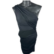 Alice + Olivia One Shoulder Black Dress XS Stretchy Mini Goddess Cocktail Formal