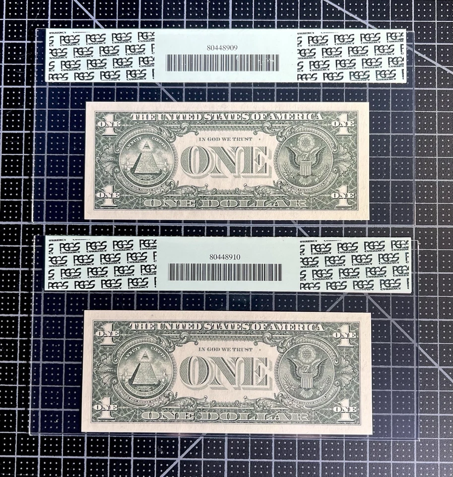 (2) Fr 1920 B 1993 $1 FRN New York WEB Note Consecutive SN PCGS 64PPQ - Image 2 of 2