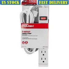 6-Outlet Power Strip W/ 8ft Cord Flat Plug Indoor Use 15A 125V Home Office