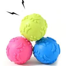 1/2/3X Latex Teething Toy Ball For Dogs Puppy Pet Toy Chew Squeaky Fetch Ball
