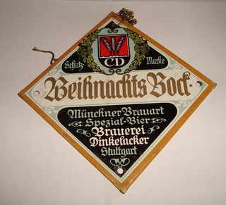 Zapfhahnschild der Brauerei Dikelacker Stuttgart Weihnachts Bock