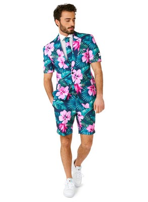 Shorts Suit Hawaii Grande - Let's get tropical: blumiger Anzug mit kurzen Armen