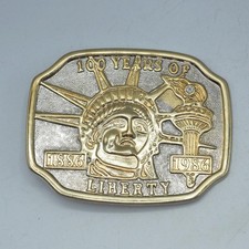 Statue Of Liberty 1886 1986 Belt Buckle Silver Tone Metal Buckle