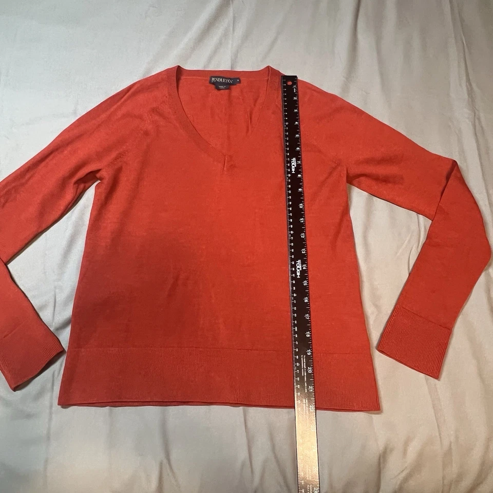 Suéter Pendleton Mujer Pequeño S 100% Lana Merino Naranja Quemado Pullover Cuello Top Foto 4 de 4