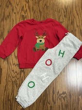 Little Boys Size 6 GOOD LAD Christmas Reindeer Red T-Shirt HO HO Joggers Set