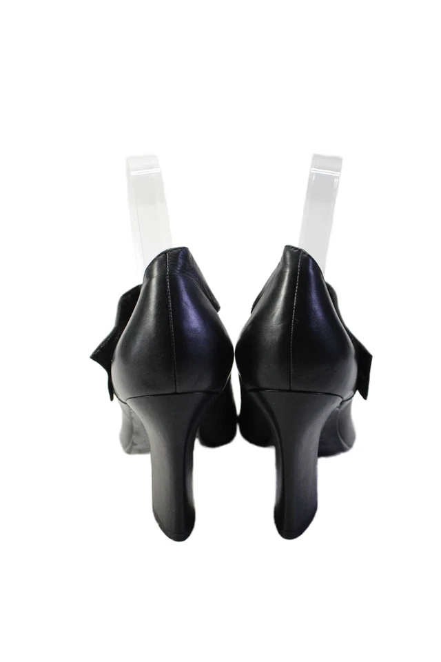 Bombas femininas B Makowsky salto bloco tornozelo couro preto tamanho 7 - Imagem 3 de 4