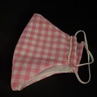 Pink & White Gingham Reusable Face Mask w/ Ear Loops & Pearl Trim — photo 1