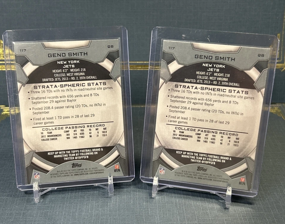 2013 Topps Strata Geno SMith Rookie Lot Of 2 with variation RC - Image 2 of 2