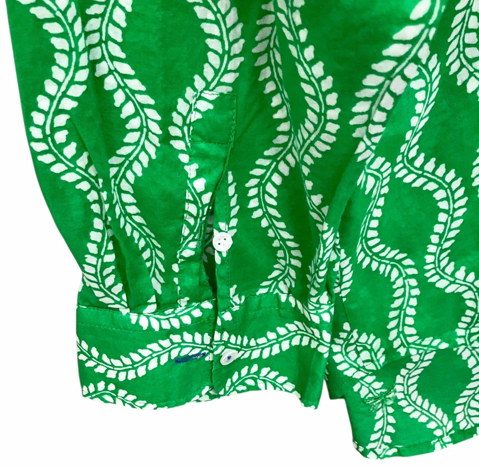 Camisa Top Talbots Estampado Vid Verde Abotonada Manga Larga Ligera Talla Grande 3X Foto 4 de 4