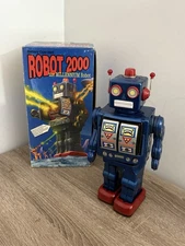 Schylling Robot 2000 The Millennium Robot Tin Toy Blue 1997 (not Working)