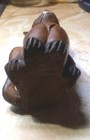 Vintage Wooden Cat Figurine Hand Carved Painted Black Brown Blue Eyes 6.5 in. H — photo 8