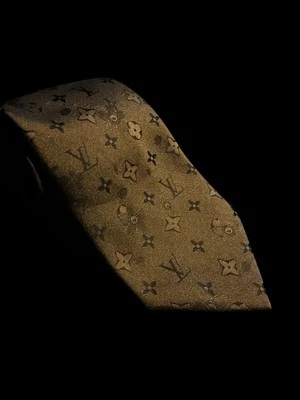 LOUIS VUITTON Herren  Designer Krawatte LUXURY Monogram Braun Gold ITALY Limited - Bild 1 von 4