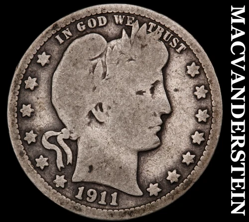 1911-D Barber Quarter- Semi Key Better Date No Reserve #i8021