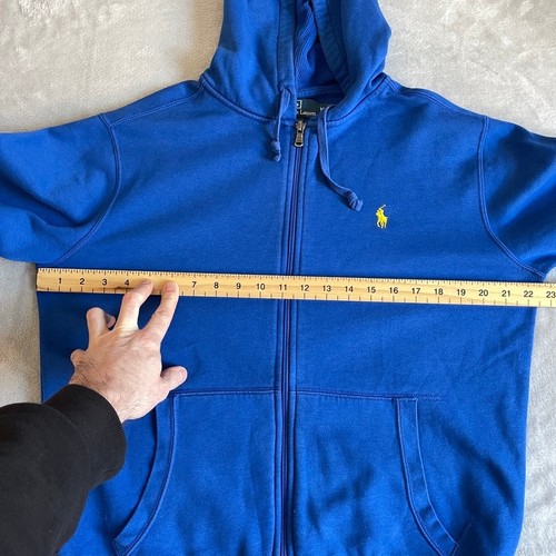 Ralph Lauren felpa con cappuccio uomo blu medio full zip ricamata polo pony misto cotone - Foto 12 di 15
