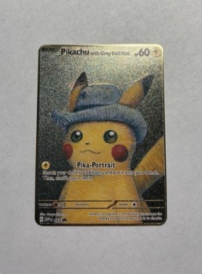 Pikachu with Grey Felt Hat Van Gogh Black Star Promo Fan Art Gold