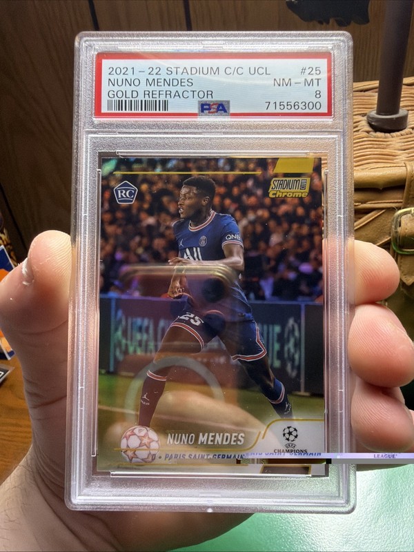 2021-22 Topps Stadium Club Nuno Mendes RC Auto Gold /50 RC PSA 8