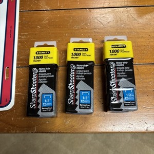 3- Stanley 1/2" Sharp Shooters Heavy Duty Staples New. 1000 Per Box