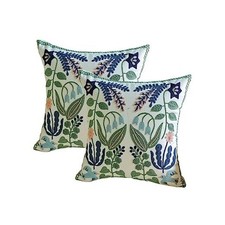 Pillow Covers Set of 2, Embroidered Branch Pattern Throw Pillow Yellow15