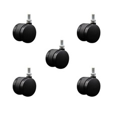 2 Inch Office Chair Casters Nylon Twin Wheel 3/8 Threaded Stem Set of 5 SCC