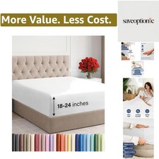 Extra Deep Queen Fitted Sheet - Hotel Luxury Single Fitted Sheet Only - Easil...