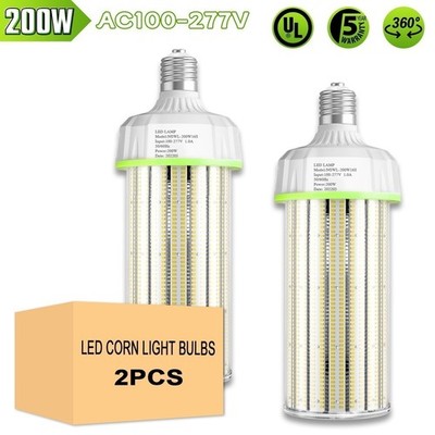 2X 200W LED Corn Bulb Light 5000K Daylight Warehouse Industrial HighBay Lighting