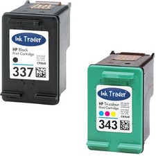 HP 337 Black & 343 Colour Ink Cartridges for Officejet H470 Inkjet Printer