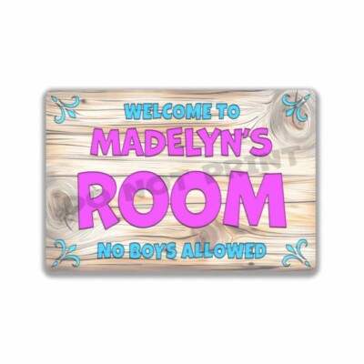 Madelyn's  Room Sign Bedroom Door Girls No BOYS ALLOWED Princess Sign or Sticker